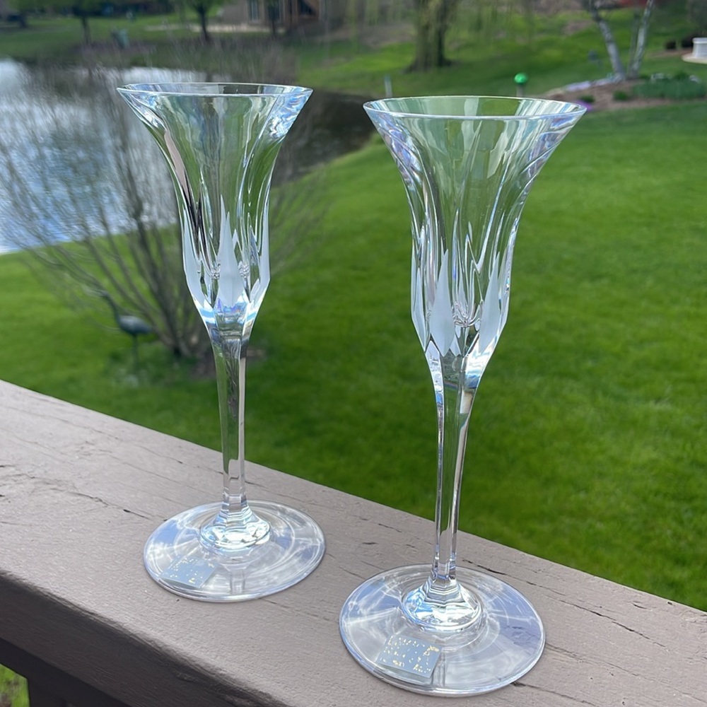 Mikasa Flame D’Amore Pair of 8” tall Single Light Candlesticks Candle Holders